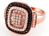 Brown And White Cubic Zirconia 18k Rose Gold Over Sterling Silver Ring 1.87ctw