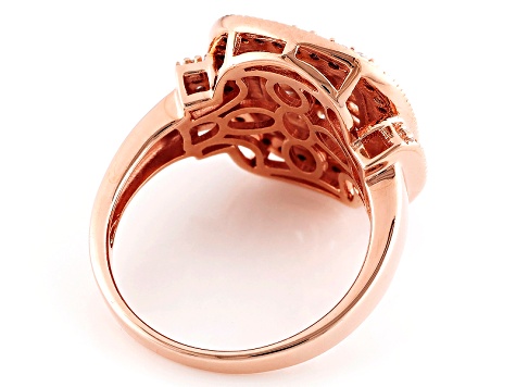 Brown And White Cubic Zirconia 18k Rose Gold Over Sterling Silver Ring 1.87ctw