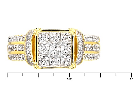 White Cubic Zirconia 18k Yellow Gold Over Silver Ring 2.10ctw