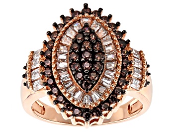 Picture of Brown And White Cubic Zirconia 18k Rose Gold Over Silver Ring 2.47ctw