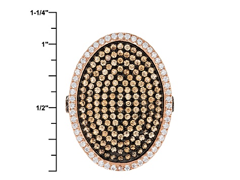 Brown Mocha And White Cubic Zirconia 18k Rose Gold Over Silver Ring 2.13ctw