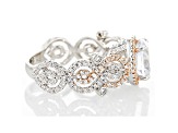White Cubic Zirconia Rhodium Over Silver And 18kt Rose Gold Over Silver Ring 6.18ctw
