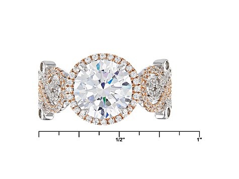 White Cubic Zirconia Rhodium Over Silver And 18kt Rose Gold Over Silver Ring 6.18ctw