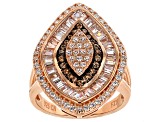 Brown And White Cubic Zirconia 18k Rose Gold Over Silver Ring 1.99ctw