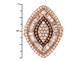 Brown And White Cubic Zirconia 18k Rose Gold Over Silver Ring 1.99ctw