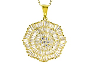 White Cubic Zirconia 18K Yellow Gold Over Silver Pendant With Chain 7.81ctw