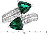 Green And White Cubic Zirconia Rhodium Over Silver Ring 4.10ctw