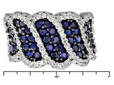 Blue Lab Created Spinel And White Cubic Zirconia Rhodium Over Silver Ring 2.78ctw