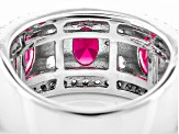 Red And White Cubic Zirconia Rhodium Over Silver Ring 5.89ctw