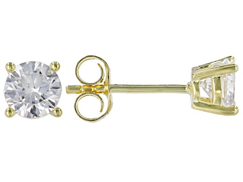 White Cubic Zirconia 18K Yellow Gold Over Silver Ring And