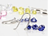 Blue/White/Yellow/Pink Cubic Zirconia Rhodium Over Silver Earrings 20.16ctw