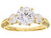 White Cubic Zirconia 18K Yellow Gold Over Silver Earrings And Ring 10.94ctw