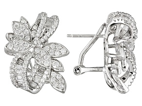 White Cubic Zirconia Rhodium Over Sterling Silver Earrings 4.44ctw