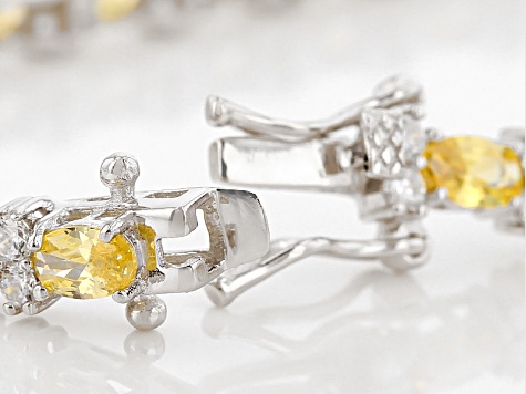 Yellow And White Cubic Zirconia Rhodium Over Sterling Silver Bracelet 11.62ctw
