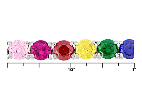 Blue/Purple/Pink/Red/Yellow Cubic Zirconia/green nanocrystal Rhodium Over Silver Bracelet 61.76ctw