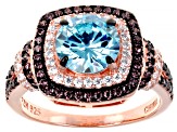 Blue Brown And White Cubic Zirconia 18k Rose Gold Over Sterling Silver Ring 4.32ctw