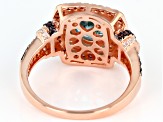Blue Brown And White Cubic Zirconia 18k Rose Gold Over Sterling Silver Ring 4.32ctw