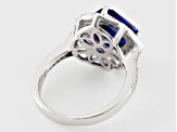 Blue And White Cubic Zirconia Rhodium Over Sterling Silver Ring 6.73ctw