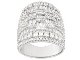 White Cubic Zirconia Rhodium Over Sterling Silver Ring 7.37ctw