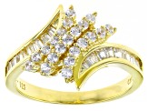 White Cubic Zirconia 18K Yellow Gold Over Sterling Silver Ring 1.37ctw