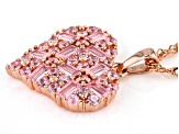 Pink Cubic Zirconia 18k Rose Gold Over Sterling Silver Heart Pendant with Chain 3.98ctw