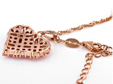 Pink Cubic Zirconia 18k Rose Gold Over Sterling Silver Heart Pendant with Chain 3.98ctw