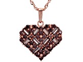 Mocha Cubic Zirconia 18K Rose Gold Over Sterling Silver Heart Pendant With Chain 3.98ctw