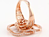 White And Brown Cubic Zirconia 18k Rose Gold And Black Rhodium Over Silver Ring With Bands 1.75ctw