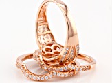 White And Brown Cubic Zirconia 18k Rose Gold And Black Rhodium Over Silver Ring With Bands 1.75ctw