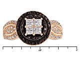 White And Brown Cubic Zirconia 18k Rose Gold And Black Rhodium Over Silver Ring With Bands 1.75ctw