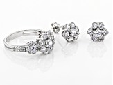 White Cubic Zirconia Rhodium Over Sterling Silver Ring And Earrings 4.87ctw