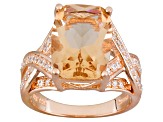 Morganite Simulant & White Cubic Zirconia 18kt Rose Gold Over Silver 5.78ctw
