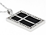 White Cubic Zirconia Rhodium Over Sterling Silver Men's Cross Pendant With Chain 0.39ctw