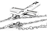 White Cubic Zirconia Rhodium Over Sterling Silver Men's Cross Pendant With Chain 0.20ctw