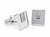 White Cubic Zirconia Rhodium Over Sterling Silver Men's Cufflinks 0.34ctw
