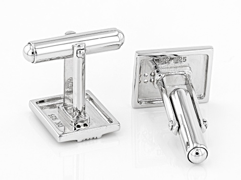 White Cubic Zirconia Rhodium Over Sterling Silver Men's Cufflinks 0.34ctw