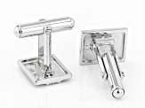 White Cubic Zirconia Rhodium Over Sterling Silver Men's Cufflinks 0.34ctw