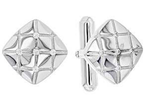 White Cubic Zirconia Rhodium Over Sterling Silver Men's Cufflinks 0.29ctw