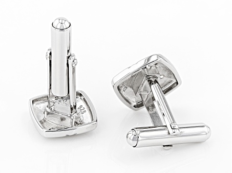 White Cubic Zirconia Rhodium Over Sterling Silver Men's Cufflinks 0.29ctw