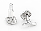 White Cubic Zirconia Rhodium Over Sterling Silver Men's Cufflinks 0.29ctw