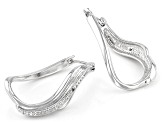 White Diamond Accent Rhodium Over Brass Hoop Earrings