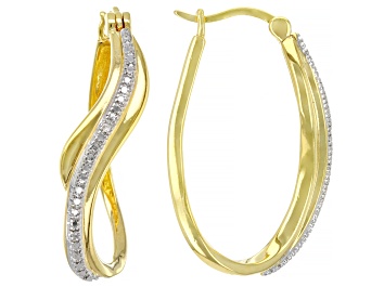 Picture of White Diamond Accent 14k Yellow Gold Over Brass Hoop Earrings