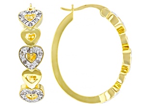 Emulous™ 0.25ctw Round White Diamond 14K Yellow Gold Over Brass Heart Hoop Earrings