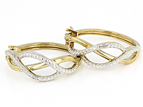 White Diamond Accent 14k Yellow Gold Over Brass Hoop Earrings - BRD358 ...