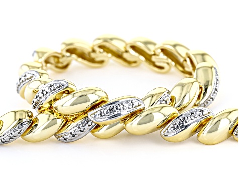 White Diamond Accent 18k Yellow Gold Over Bronze Tennis Bracelet