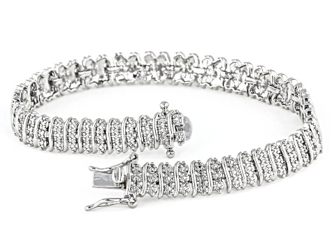 White Diamond Accent Rhodium Over Bronze Tennis Bracelet