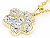 White Diamond Accent 14k Yellow Gold Over Bronze Paw Print Pendant With 18" Singapore Chain