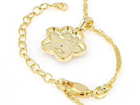 White Diamond Accent 14k Yellow Gold Over Bronze Paw Print Pendant With 18" Singapore Chain