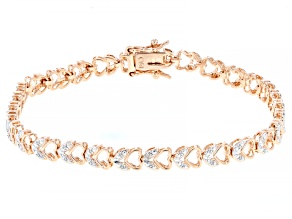 White Diamond Accent 14k Rose Gold Over Bronze Heart Tennis Bracelet