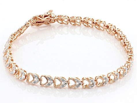 White Diamond Accent 14k Rose Gold Over Bronze Heart Tennis Bracelet